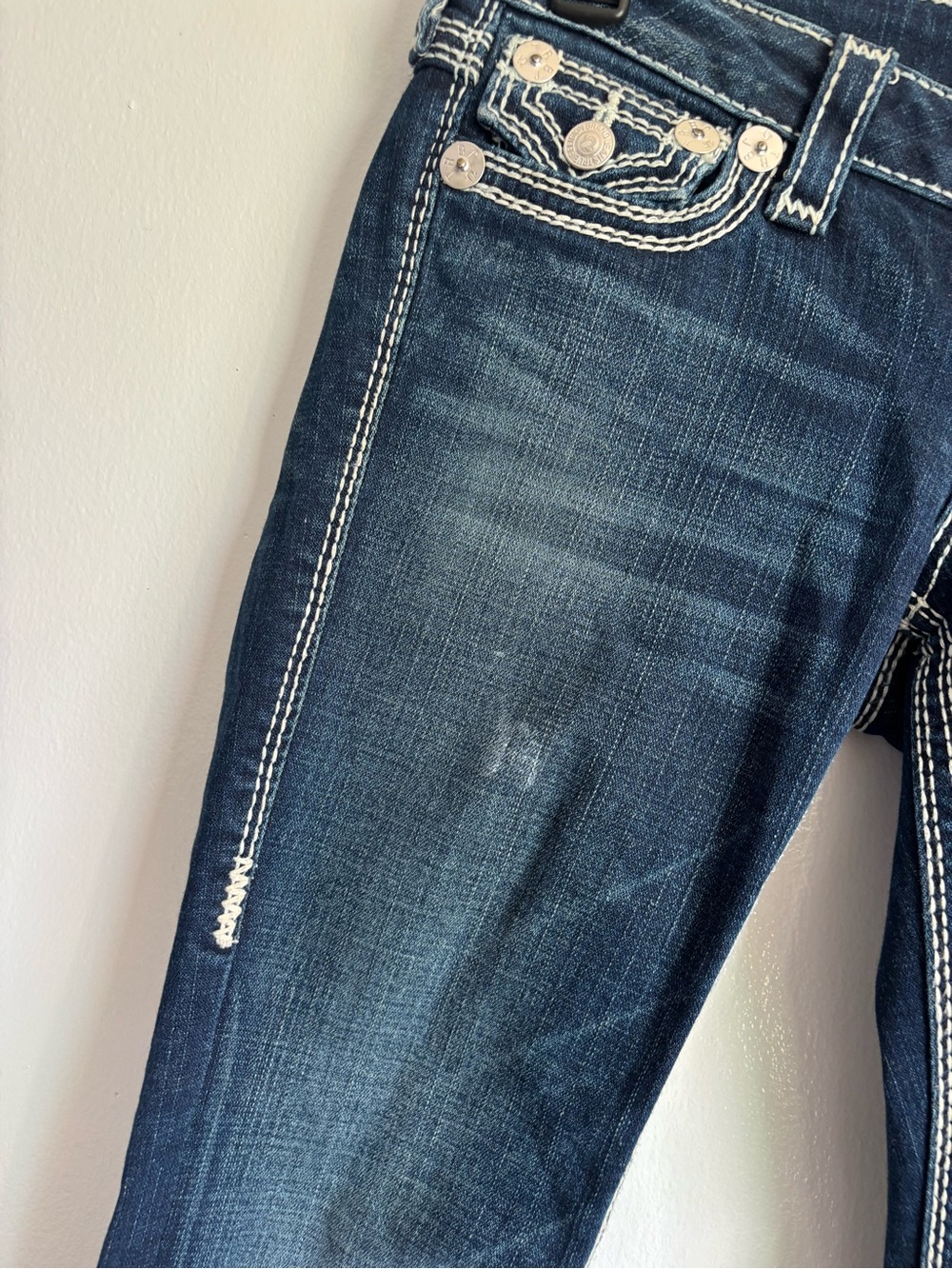 EUC True Religion Y2K Billi Big QT Boot Cut Jeans with White Stitching 26 - Picture 4 of 13